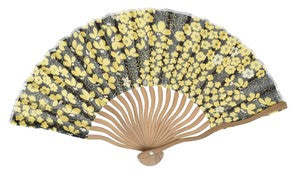 Sensu Bone cloth fan 21cm and small flower black
