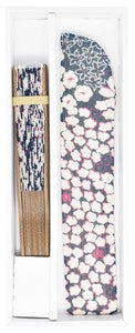Sensu Fan x fan bag gift set and small flower navy blue