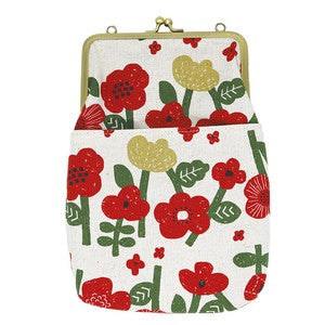 GA27 Gamaguchi 2 way Shoulder Bag Scandinavian Floral Red