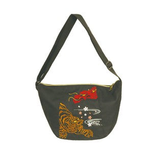 Embroidered Messenger Bag: Dragon and Tiger