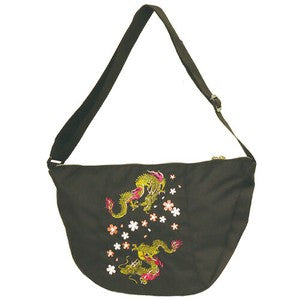 Embroidered Messenger Bag - Double Dragon