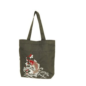 Embroidered tote bag: Red carp