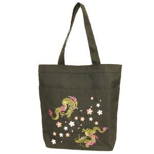 Embroidered Tote Bag - Double Dragons
