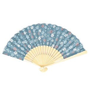 Sensu Women's Fabric Fan 20cm Cherry Blossom Black