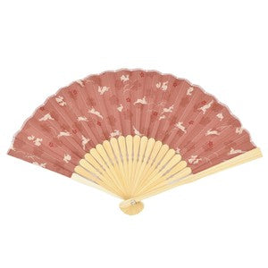 Sensu Women's Fabric Fan 20cm Cherry Blossom Rabbit Pink