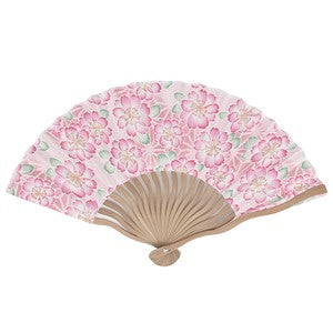 Sensu Wavy Cloth Fan 21cm Cherry Blossom Pink