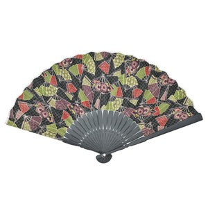 Sensu Men's Cloth Fan 23cm Fan Ichimatsu Green