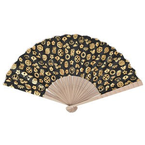Sensu Men's Cloth Fan 23cm Auspicious Black Gold