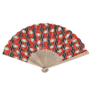 Sensu Men's Fabric Fan 23cm Daruma Black