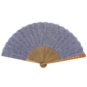 Sensu Dungaree Cotton Linen Fan 23cm Navy