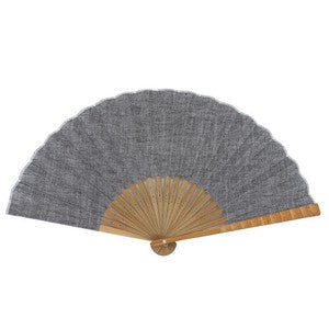 Sensu Dungaree Cotton Linen Fan 23cm Black