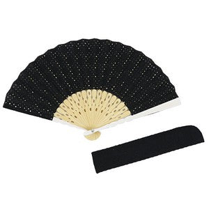 Sensu Embroidered Fan x Fan Bag Gift Set Cotton Lace BK