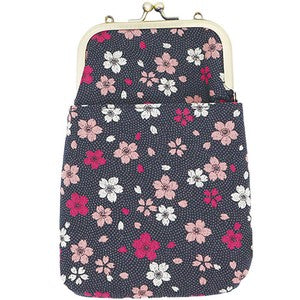 Gamaguchi 2 way Smartphone Shoulder Cherry Blossom Black