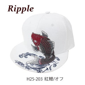 Embroidered Flat Cap Red Koi Off