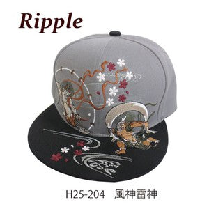 Embroidered Flat Cap Fujin & Raijin