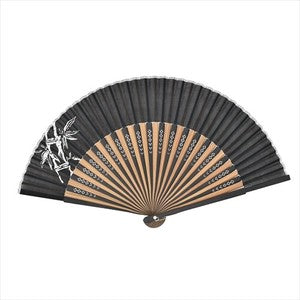 Sensu Cotton Loan Monotone Print Fan 22.5cm Bamboo Black