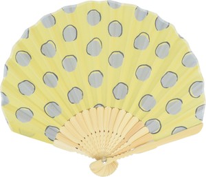 Sensu Shell Fan 22cm Dot Yellow