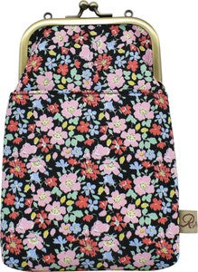 Gamaguchi 2 way Smartphone Shoulder Liberty Floral Pattern Black