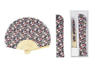 Sensu Fan x Fan Bag Gift Set Liberty Floral Pattern Black