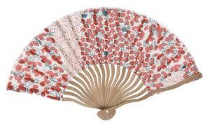Sensu Bone cloth fan 21cm and small flower red