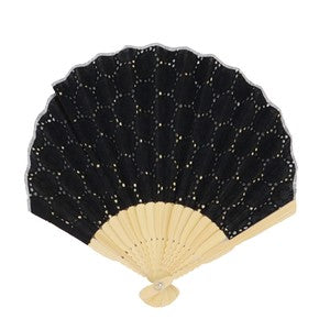 Sensu Women's Shell Fan 22cm Lace Fabric Black
