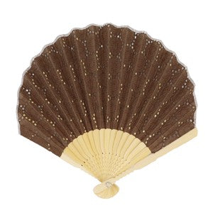 Sensu Women's Shell Fan 22cm Lace Fabric Brown