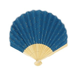 Sensu Women's Shell Fan 22cm Lace Fabric Blue