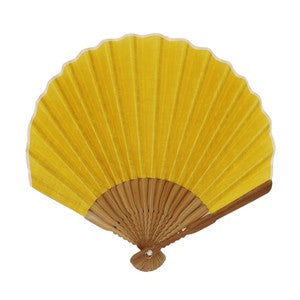Sensu Women's Shell Fan 22cm Hemp Plain Yellow