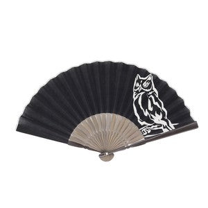 Sensu Auspicious Fan 23cm Owl Black