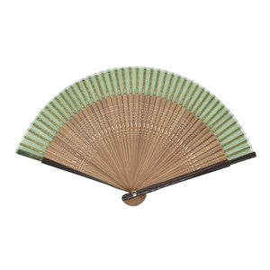 Sensu Plain Short Silk Fan 21cm Dark Green Chinese Wood