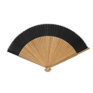 Sensu Plain Short Cotton Fan 23cm Black