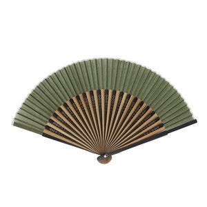 Sensu Cotton Linen Slab Medium Short Fan 22.5cm Khaki