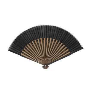 Sensu Cotton Linen Slab Medium Short Fan 22.5cm Black