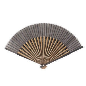 Sensu Cotton Linen Slab Medium Short Fan 22.5cm Grey