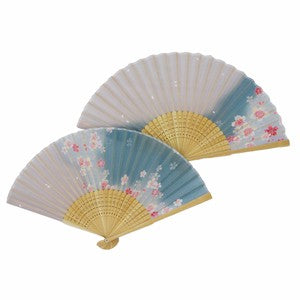 Sensu Women's Cherry Blossom Fan 21cm Blurred Cherry Blossom Blue