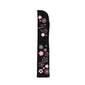 Sensu Women's Embroidered Fan Bag Cherry Blossom Black