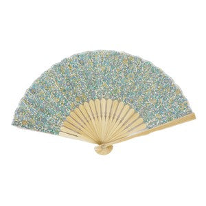 Sensu Women's Fan 20cm Floral Blue