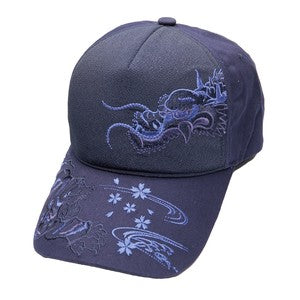 Embroidered Cotton Cap Monotone Tiger & DragonA Navy