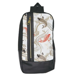 Gold brocade body bag, carp design