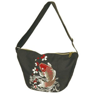 Embroidered Messenger Bag - Red Carp