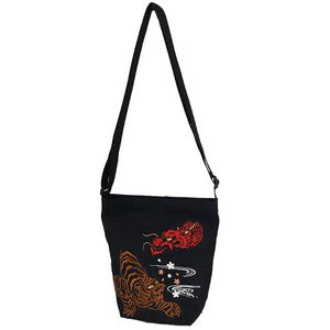 Embroidered Shoulder Bag: Dragon and Tiger