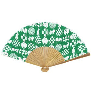 Sensu Lady Sprint Fan 21cm Shiba Dog Green