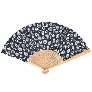 Sensu Men's Cloth Fan 23cm Lucky Sapphire Silver