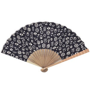Sensu Men's Cloth Fan 23cm Lucky Navy