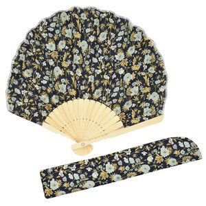Sensu Shell Fan/Fan Bag Set Small Flower Navy