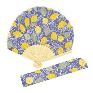 Sensu Shell Fan/Fan Bag Set Lemon Blue