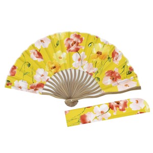 Sensu Wavy Cloth Fan/Fan Bag Set Retro Flower Yellow