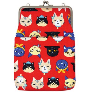 GA27 Gamaguchi 2 way Shoulder Bag Lovely Cats Red