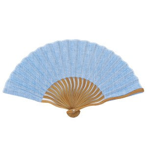 Sensu Wavy Dungaree Cotton Linen Fan 21cm Blue