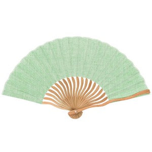 Sensu Wavy Dungaree Cotton Linen Fan 21cm Green